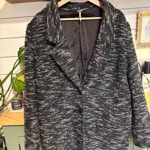 Free People Textured Knit Coat / Blazer – Size Small (Black/Gray)